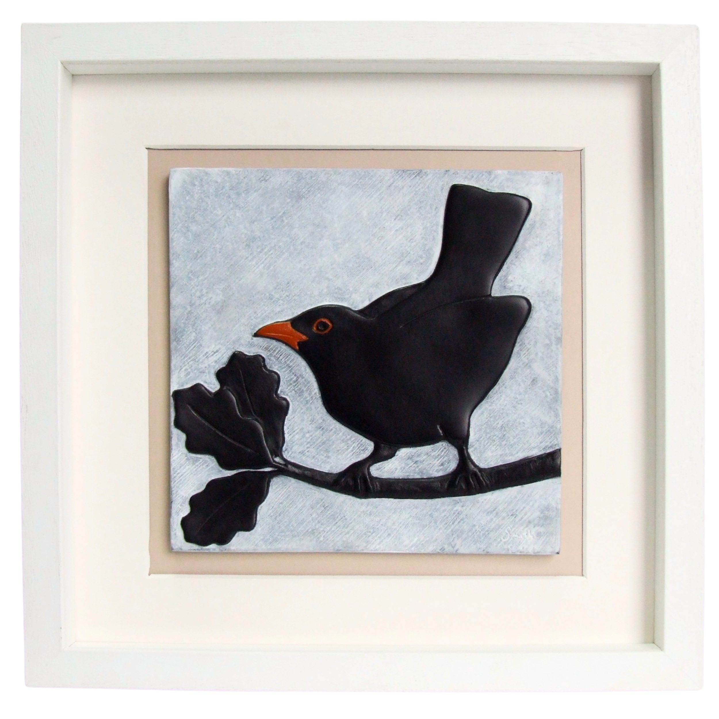 Marie Smith Sculpture - Blackbird on Oak Branch