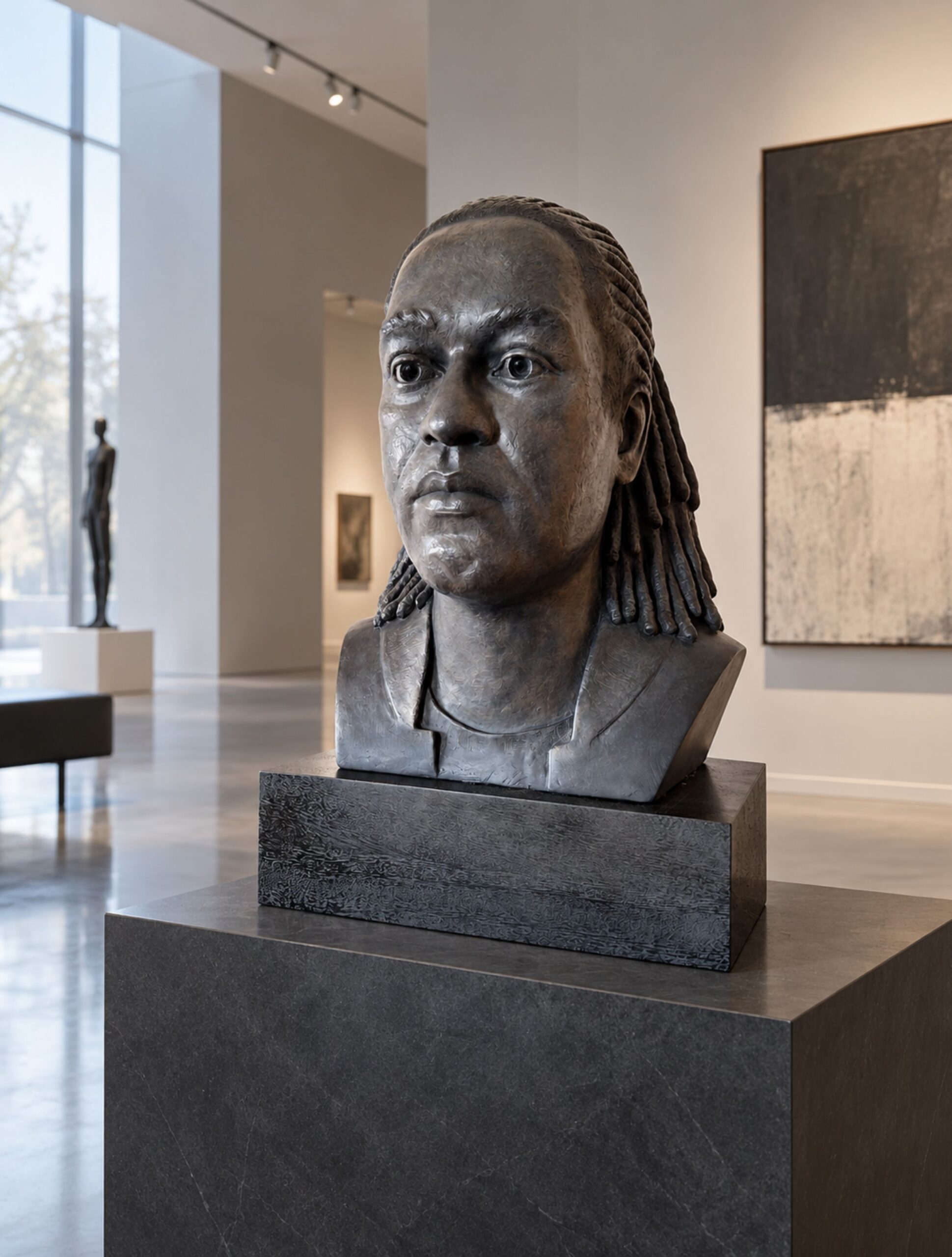 Marie Smith Sculpture - Portrait of Dean in Museum